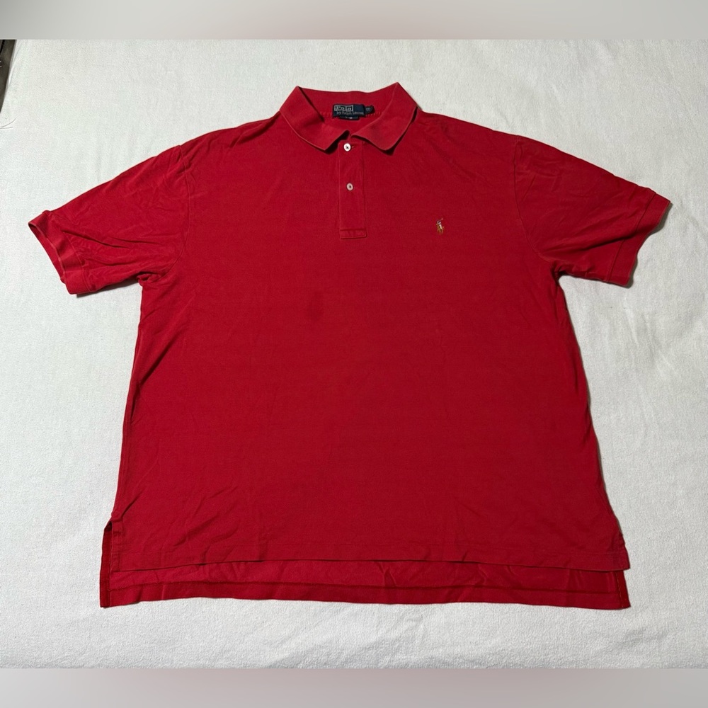 Polo Ralph‎ Lauren Mens 2XB Short Sleeve Red Polo Shirt Flesh Pony 100% Cotton